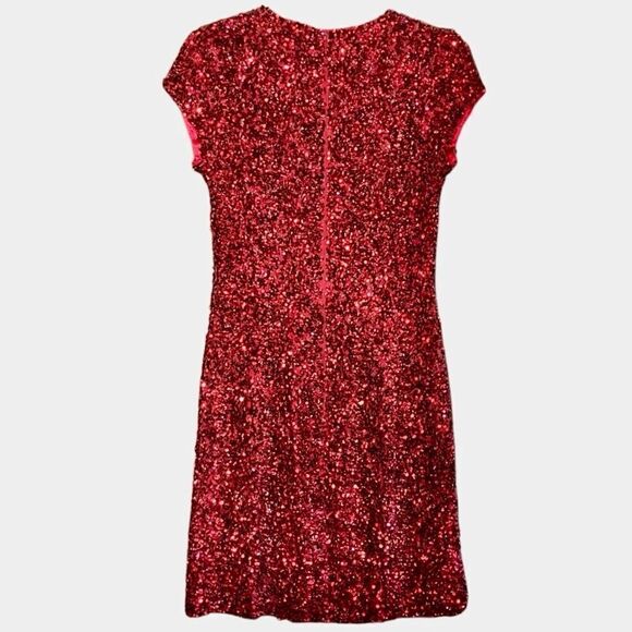 Parker Black Serena Sequined Silk Dress in Burgundy Women’s 4 - Picture 4 of 8